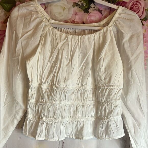 NWT GIRLS ART CLASS XL 14 LONG SLEEVE CROPPED STRETCH ON SHOULDER OFF SHOULDER - Picture 2 of 7